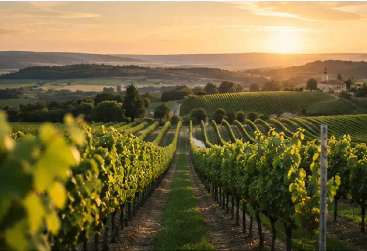 Vineyards and countryside in the Bergerac wine region of Southwest France