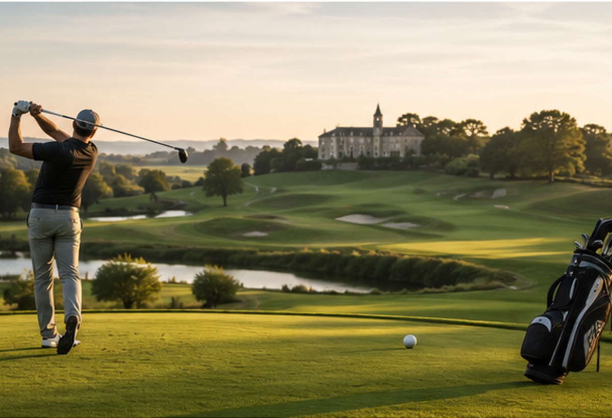 Golf course and countryside at Château des Vigiers in Southwest France