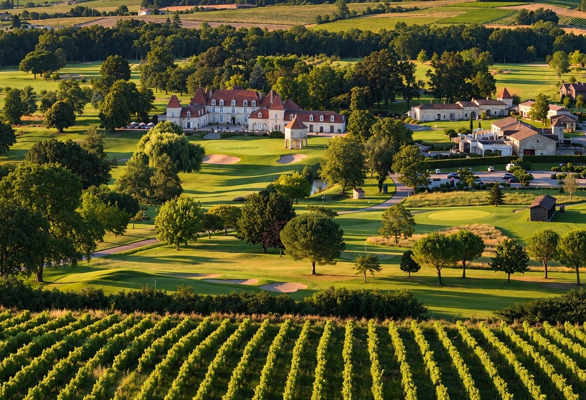 Golf course and countryside at Château des Vigiers in Southwest France